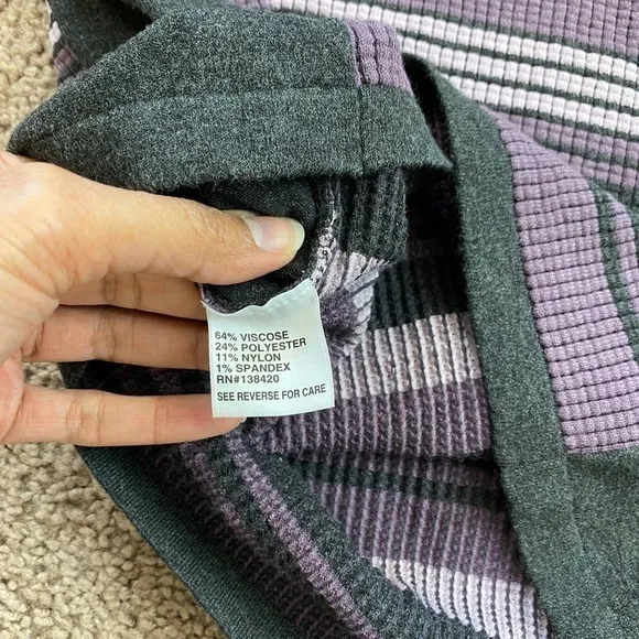 𝅺Etcetera Women’s Purple Grey Knit Turtleneck Knee Length Sweater Dress sz S