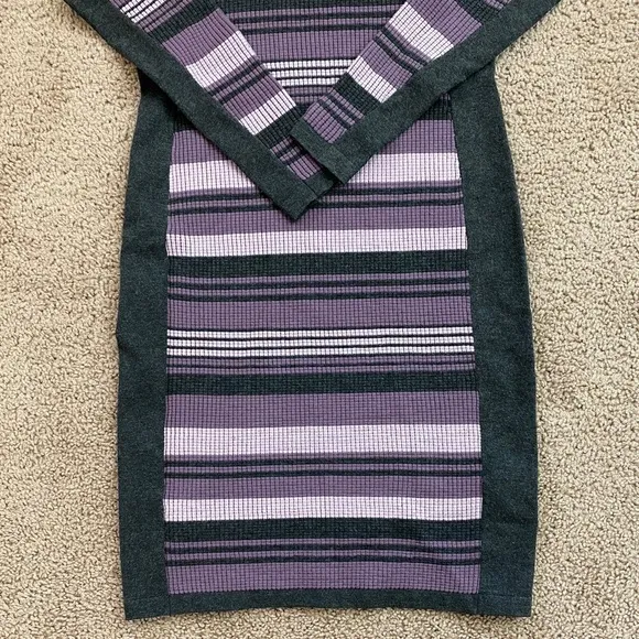 𝅺Etcetera Women’s Purple Grey Knit Turtleneck Knee Length Sweater Dress sz S