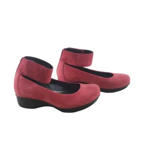 EU 36 Dansko Lulu Ankle Strap Mary Jane Red Wedge Nubuck Suede Shoes 5.5 6