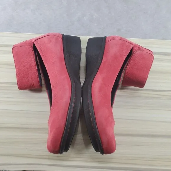 EU 36 Dansko Lulu Ankle Strap Mary Jane Red Wedge Nubuck Suede Shoes 5.5 6