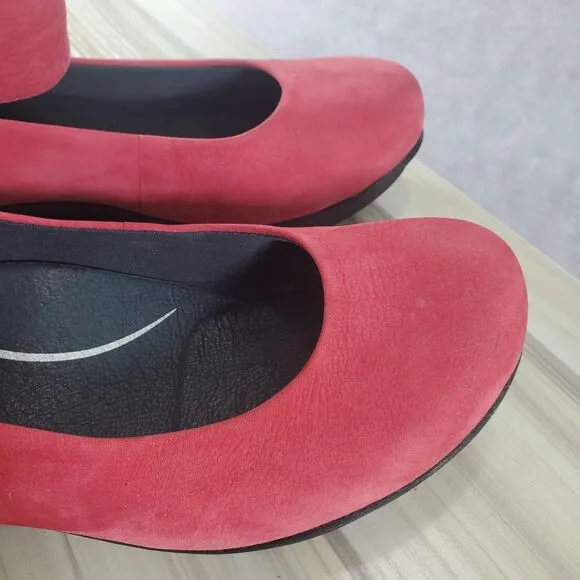 EU 36 Dansko Lulu Ankle Strap Mary Jane Red Wedge Nubuck Suede Shoes 5.5 6