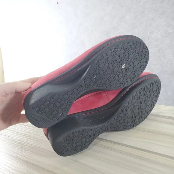EU 36 Dansko Lulu Ankle Strap Mary Jane Red Wedge Nubuck Suede Shoes 5.5 6