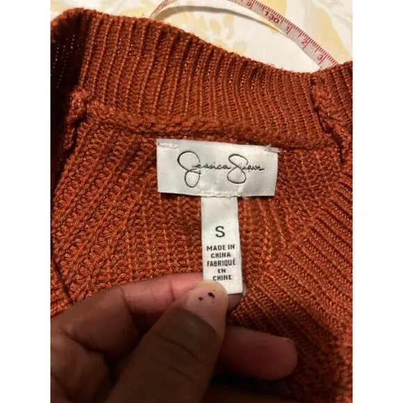 EUC Jessica Simpson Rust Rib Knit Sweater Size Small