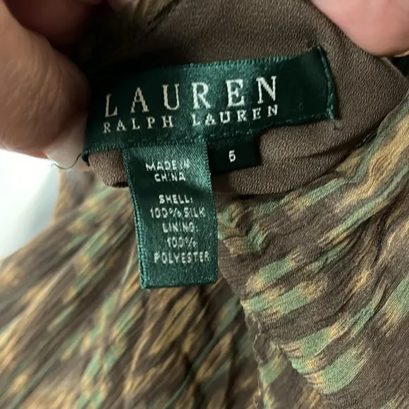 EUC Lauren, Ralph Lauren, 100% silk calf length low-cut sleeveless dress 6
