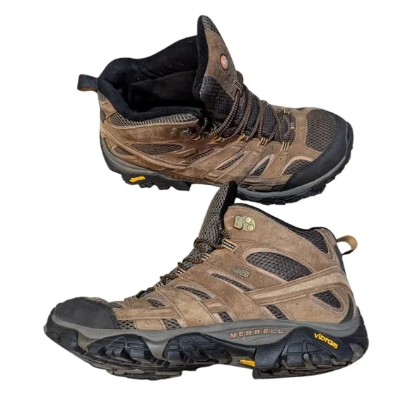 EUC Merrell Moab Mid Waterproof Hiking Boots 12 Men Brown Earth Gorpcore