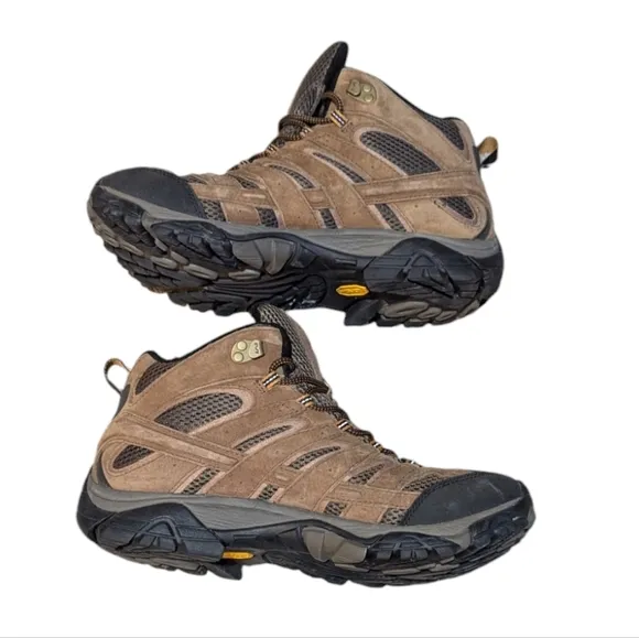 EUC Merrell Moab Mid Waterproof Hiking Boots 12 Men Brown Earth Gorpcore