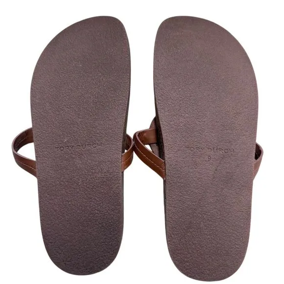 EUC Tory Burch Miller Cloud Sandals Women's Thong Brown Size 9