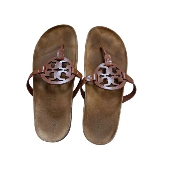 EUC Tory Burch Miller Cloud Sandals Women's Thong Brown Size 9