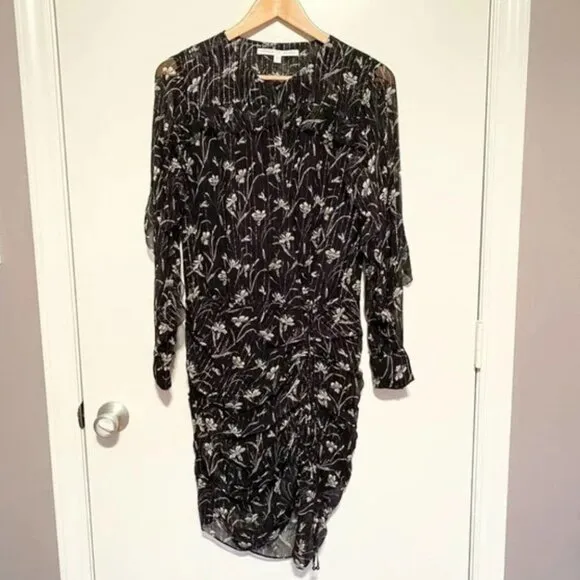 EUC - Veronica Beard Fitzgerald Black Metallic Floral Mini Dress - Sz 8