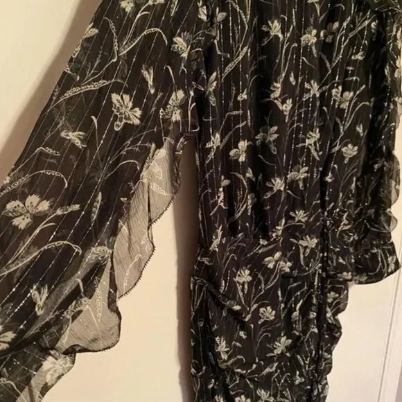 EUC - Veronica Beard Fitzgerald Black Metallic Floral Mini Dress - Sz 8