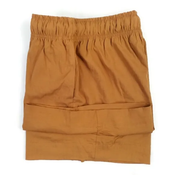 Evereve Shane Burnt Gold Tie Waist Flat Front Pull-On Shorts Womens Medium NWOT