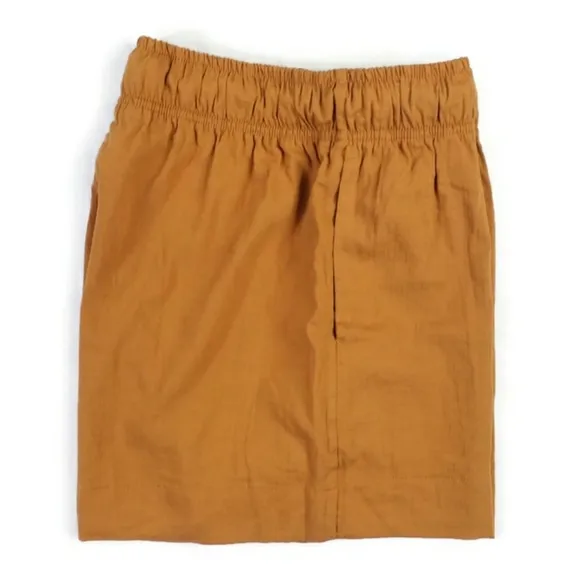 Evereve Shane Burnt Gold Tie Waist Flat Front Pull-On Shorts Womens Medium NWOT