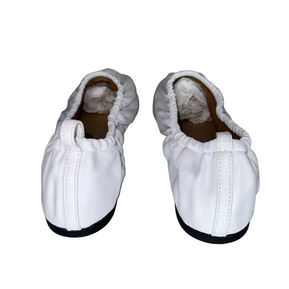 Everlane NWOB White The Scruch Flat Elastic Ballet Leather Flats Shoes Size 10