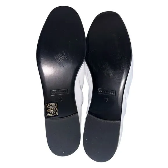 Everlane NWOB White The Scruch Flat Elastic Ballet Leather Flats Shoes Size 10