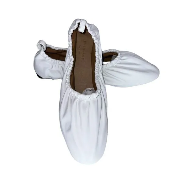 Everlane NWOB White The Scruch Flat Elastic Ballet Leather Flats Shoes Size 10