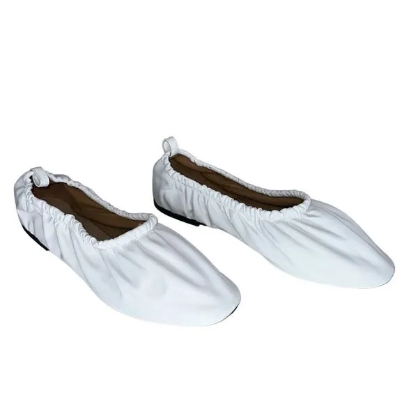 Everlane NWOB White The Scruch Flat Elastic Ballet Leather Flats Shoes Size 10