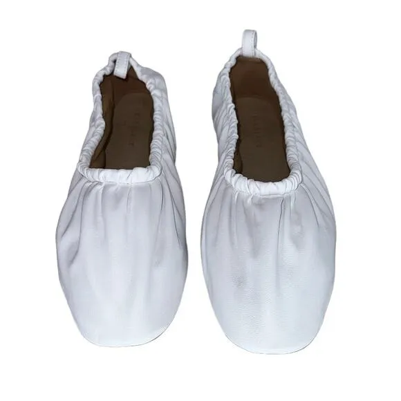 Everlane NWOB White The Scruch Flat Elastic Ballet Leather Flats Shoes Size 10