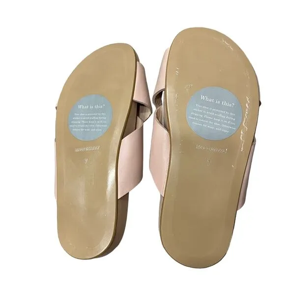 EVERLANE The Form Crossover Sandal Pale Rose Leather Slip On Flat Size 7 NEW