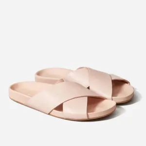 EVERLANE The Form Crossover Sandal Pale Rose Leather Slip On Flat Size 7 NEW
