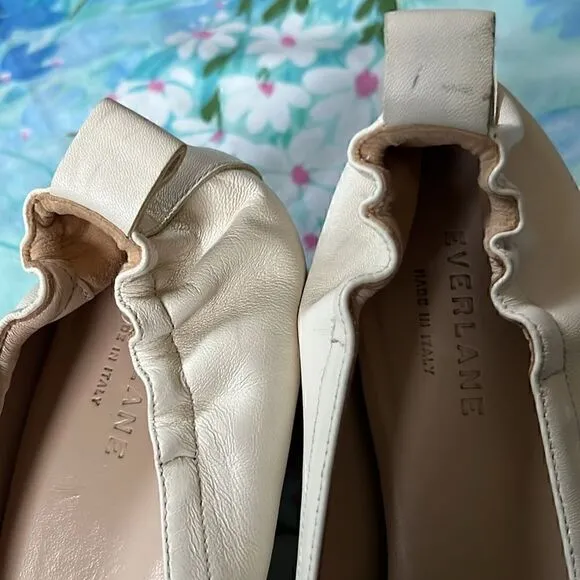 Everlane The Italian Leather Day Heel in Bone Stacked Womens Pumps Shoes - 9.5