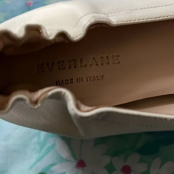 Everlane The Italian Leather Day Heel in Bone Stacked Womens Pumps Shoes - 9.5