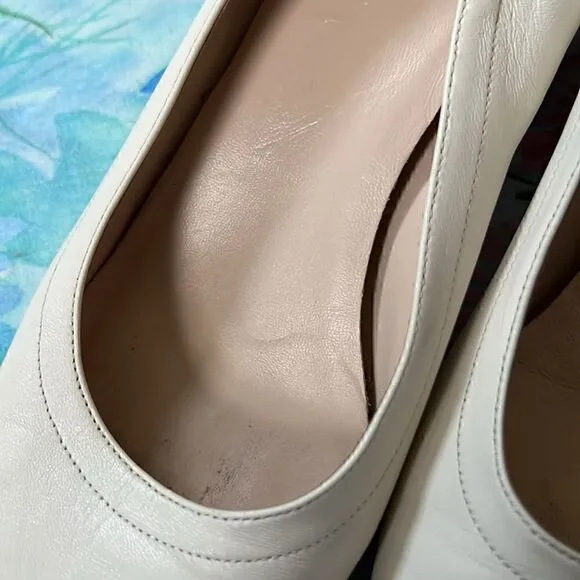 Everlane The Italian Leather Day Heel in Bone Stacked Womens Pumps Shoes - 9.5