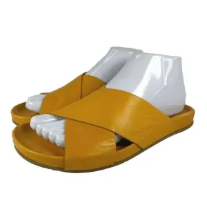 Everlane Women's Crisscross Slide US 7 Mustard Yellow Slip-On Sandals Shoes