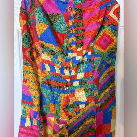 Farm Rio Summer Patches Linen Dress size small