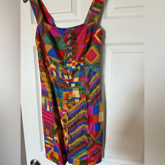 Farm Rio Summer Patches Linen Dress size small