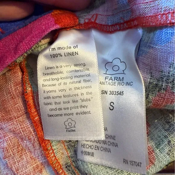 Farm Rio Summer Patches Linen Dress size small