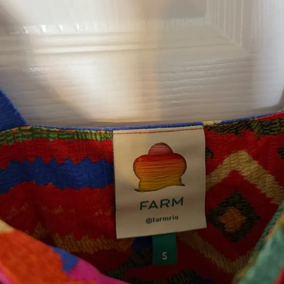 Farm Rio Summer Patches Linen Dress size small