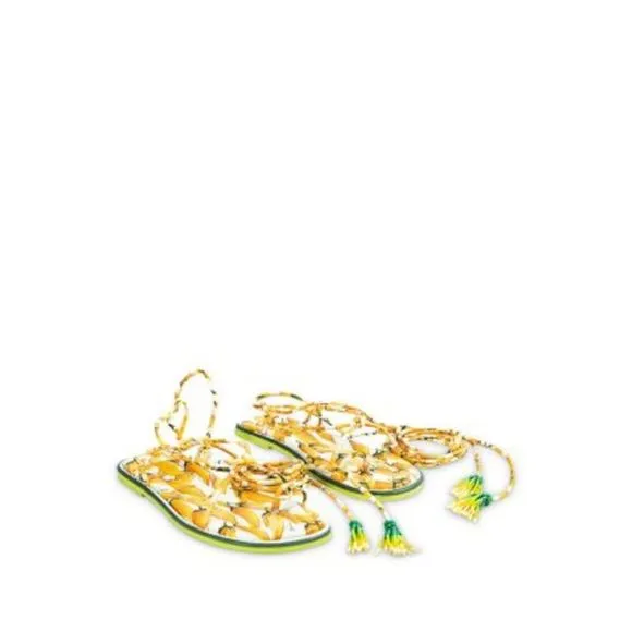 FARM RIO Womens Yellow Pattern Peppers Ankle Wrap Peppers Toe Sandals Shoes 7