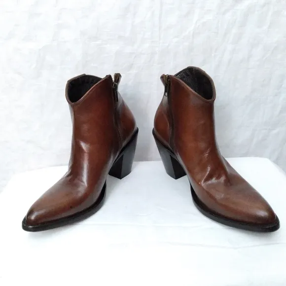 Final Sale  - ALLENS Brown Leather Western Style Dress Boots