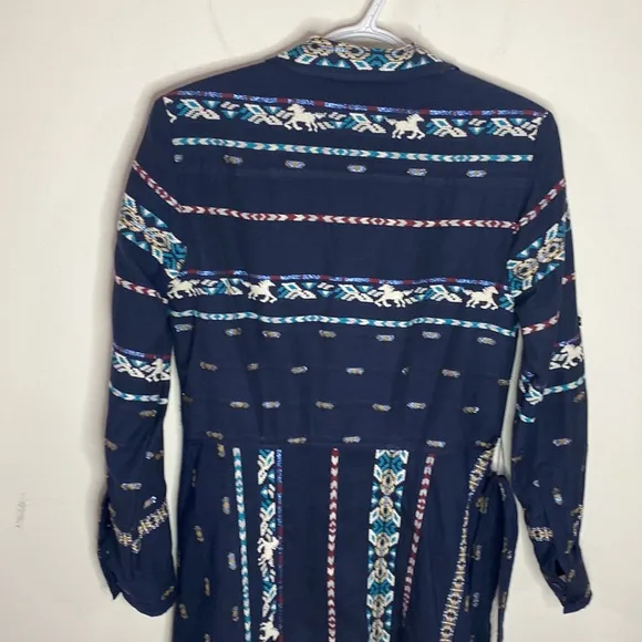 Finley Jeanette Taos western themed striped shirt dress size XS