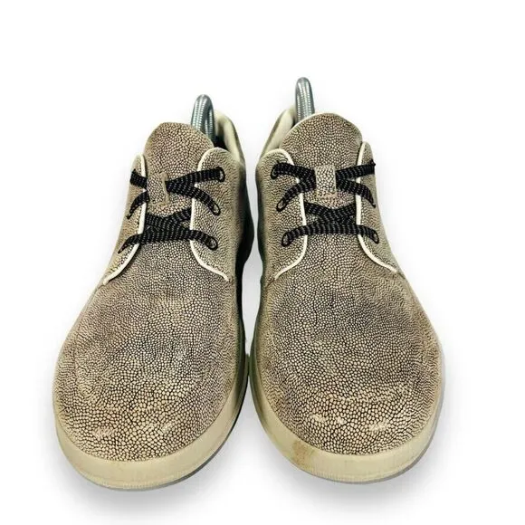 FitFlop Sporty Pop Lace-up Sneakers Beige Snake Animal Print A81-347 Women's 9