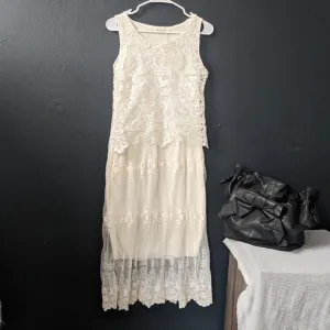 Floral Crochet Tiered Lace Dress