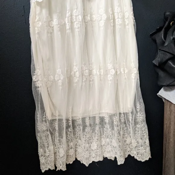 Floral Crochet Tiered Lace Dress