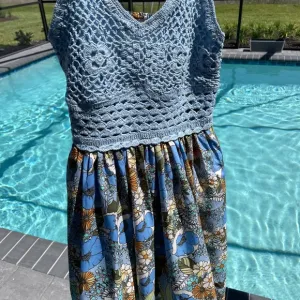 Floral Crochet Top Spaghetti Strap Dress