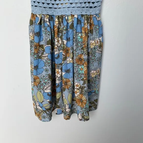 Floral Crochet Top Spaghetti Strap Dress