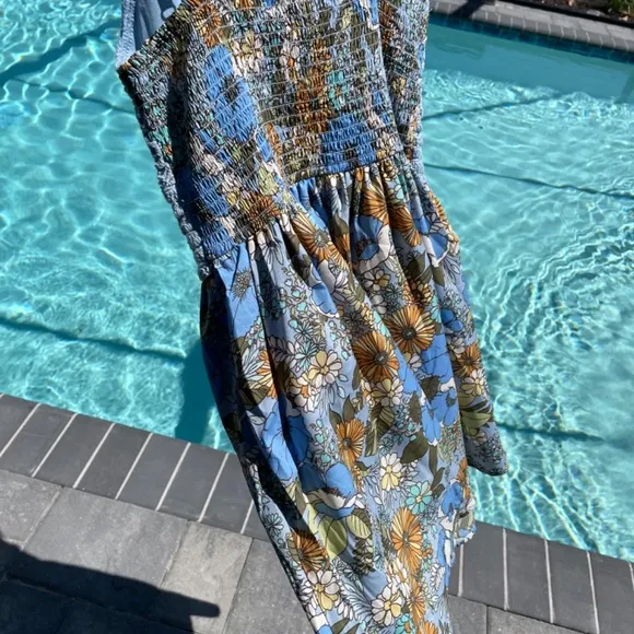 Floral Crochet Top Spaghetti Strap Dress
