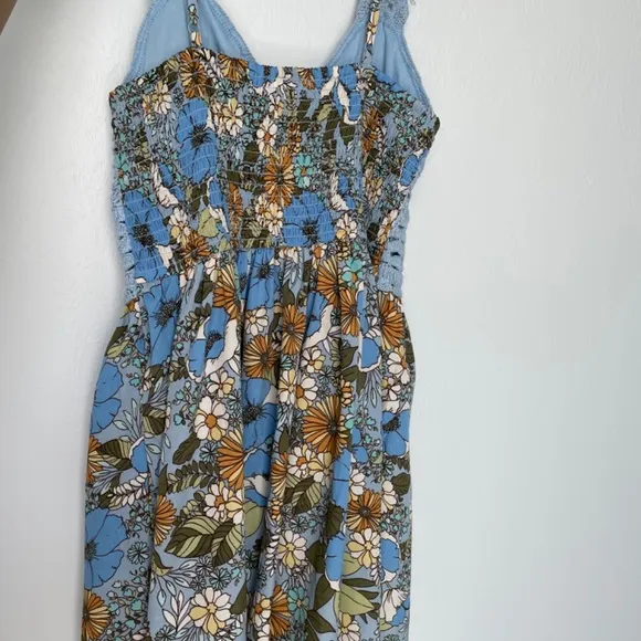 Floral Crochet Top Spaghetti Strap Dress