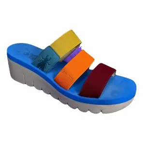 Fly London YIAN Wedge Stretchy 3 Strap Slip On Sandals Size 40/ US 9