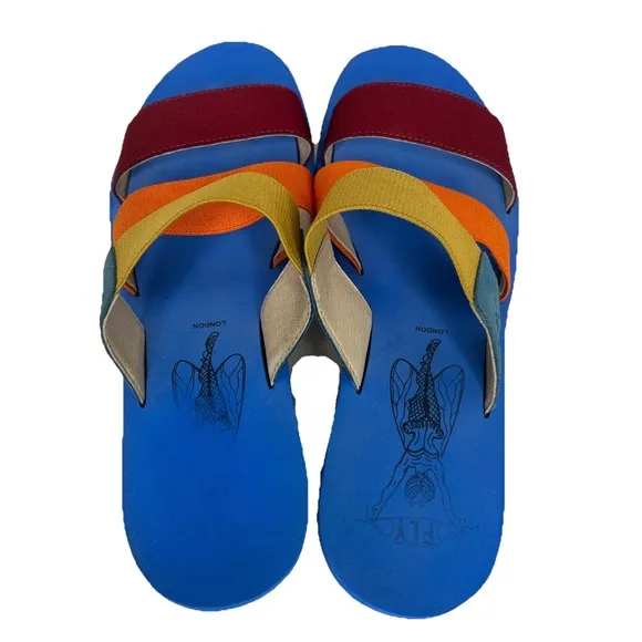 Fly London YIAN Wedge Stretchy 3 Strap Slip On Sandals Size 40/ US 9