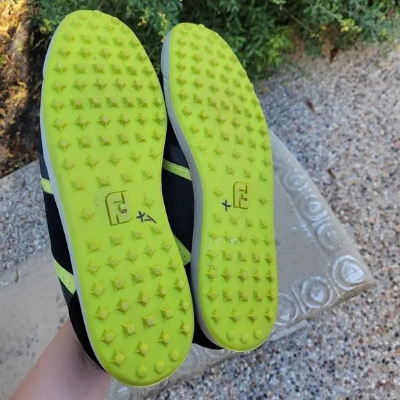 FootJoy Contour Casual Golf Shoes Black Lime 54397 Waterproof Spikeless Size 14M