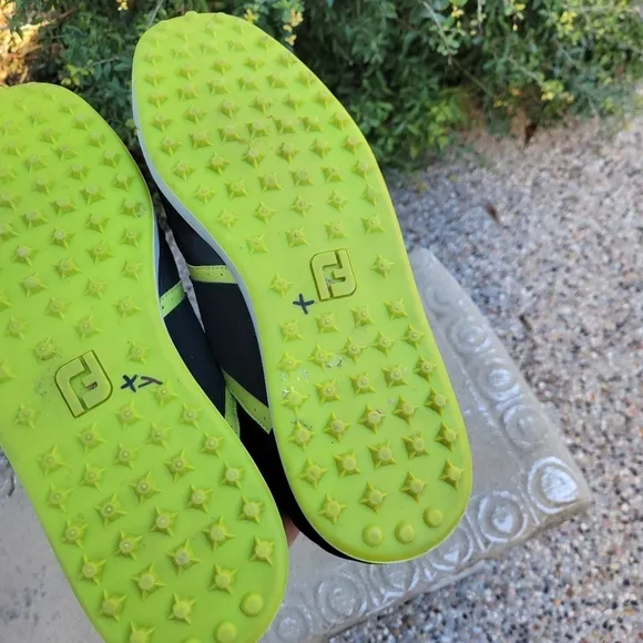 FootJoy Contour Casual Golf Shoes Black Lime 54397 Waterproof Spikeless Size 14M