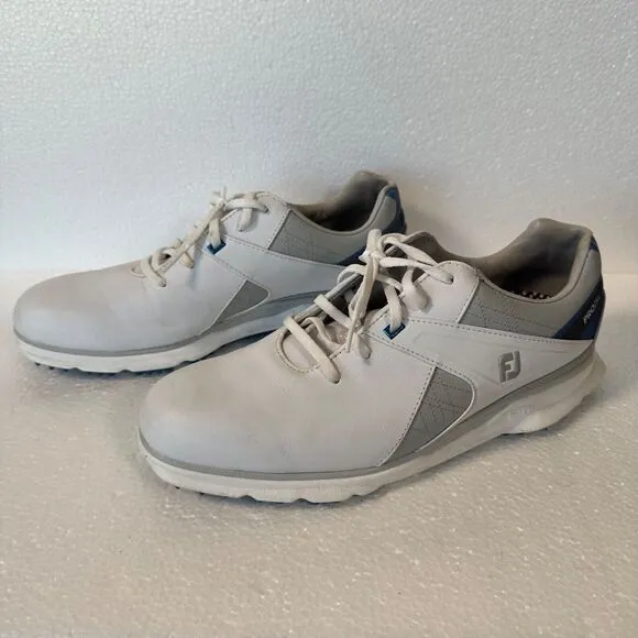 FootJoy Men’s Pro SL Golf Shoes Leather White Mens 9.5 M Lace Up White Blue Gray