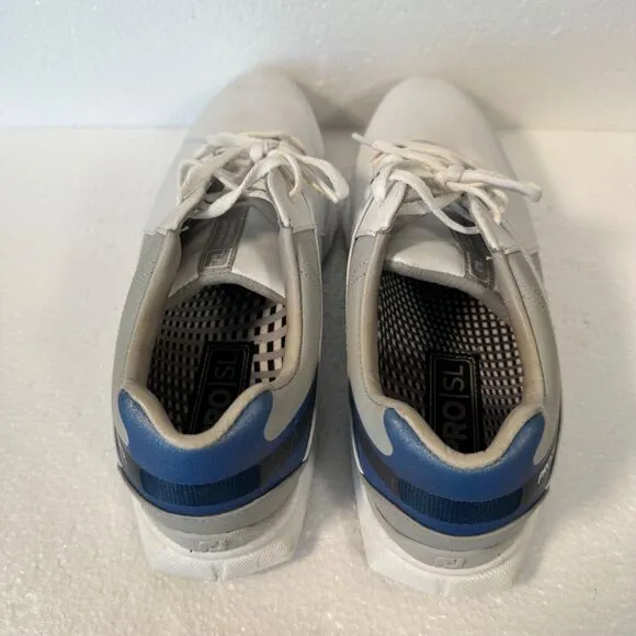 FootJoy Men’s Pro SL Golf Shoes Leather White Mens 9.5 M Lace Up White Blue Gray