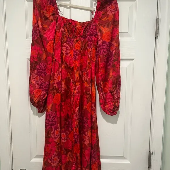 For Love &amp; Lemons Nikki Midi Dress Long Sleeve Cocktail Dress