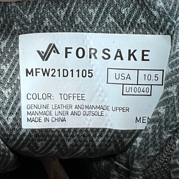 Forsake Dispatch Mid Hiking Sneaker Boots Toffee MFW21D1105 Men's 10.5 NWOB