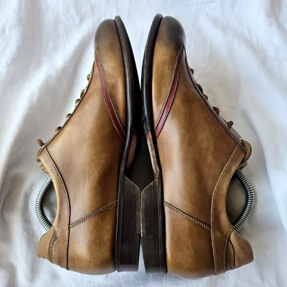 Forzieri Firenze Mens Leather Lace Up Casual Shoes Brown/Red Size 8/US 8.5 Italy